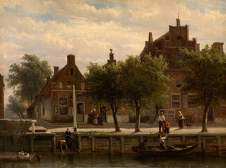 Cornelis Springer - A View of the Harbour of Hasselt Overijssel.webp
