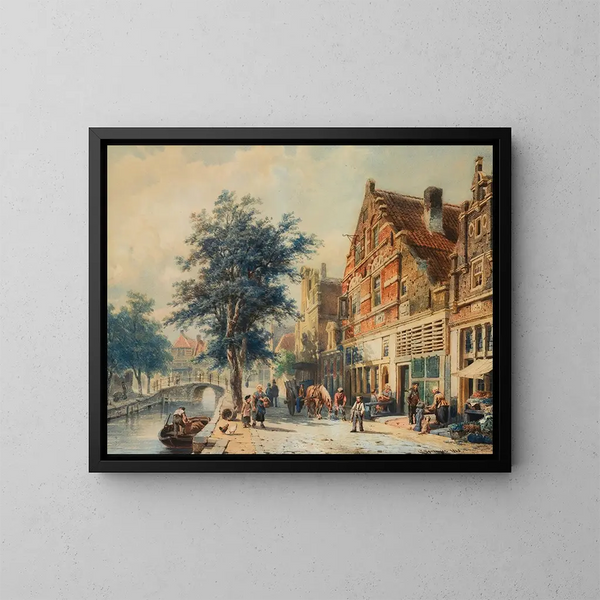 Le Havendijk d'Enkhuizen en été - Cornelis Springer — inramlat konstverk på väggen