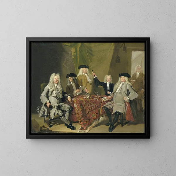 Inspektörer vid Collegium Medicum i Amsterdam 1724 - Cornelis Troost — inramlat konstverk på väggen