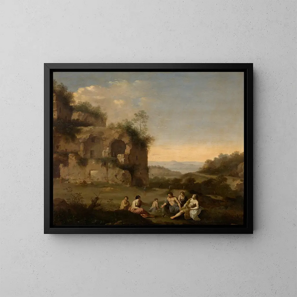 Landskap med en ruin - Cornelis van Poelenburch — inramlat konstverk på väggen