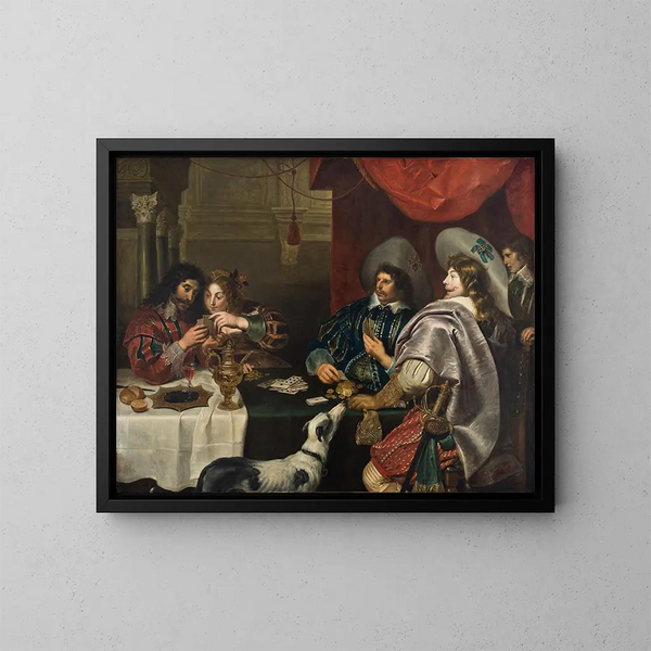 Le Jeu de cartes - Cornelis de Vos — inramlat konstverk på väggen