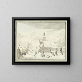 Cornelis van Noorde - IJsvermaak in het dorp Kortenhoef.webp