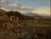 italiensk bergslandskap med Kristus och de två lärjungarna på väg till Emmaus - Cornelis van Poelenburg — vy av konstverket