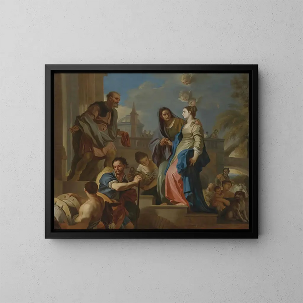 La Visitation - Corrado Giaquinto — inramlat konstverk på väggen