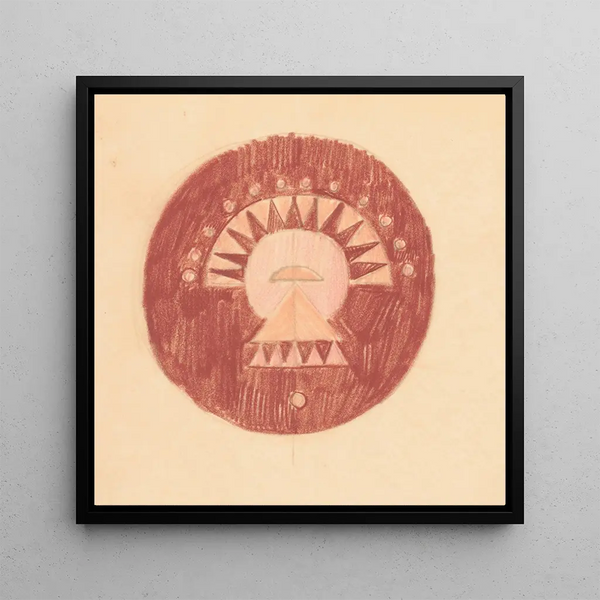 Croquis divers pour des plateaux de table incrustés avec un motif circulaire rouge et orange - Winold Reiss