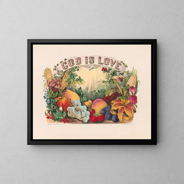 Gud är kärlek - Currier & Ives — inramlat konstverk på väggen