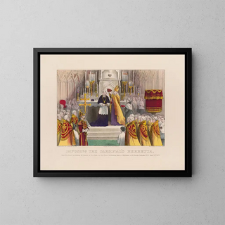 Imposition de la barrette des cardinaux à Son Éminence l'archevêque McCloskey de New York - Currier & Ives — inramlat konstverk på väggen