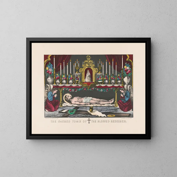La tombe sacrée du bienheureux rédempteur - Currier & Ives — inramlat konstverk på väggen