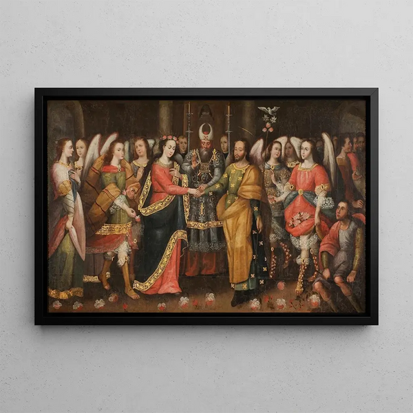 Le Mariage de la Vierge - Ecole de Cusco — inramlat konstverk på väggen