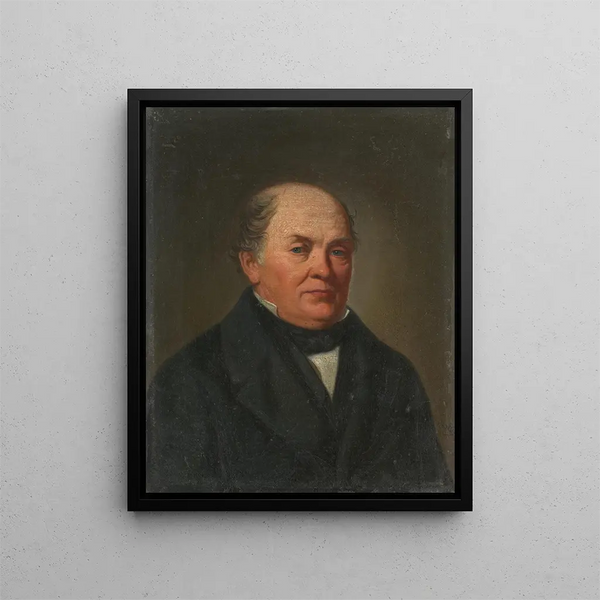 Porträtt av glashandlaren Johann Spiegelhalder - Daniel Cornelius Gesell — inramlat konstverk på väggen