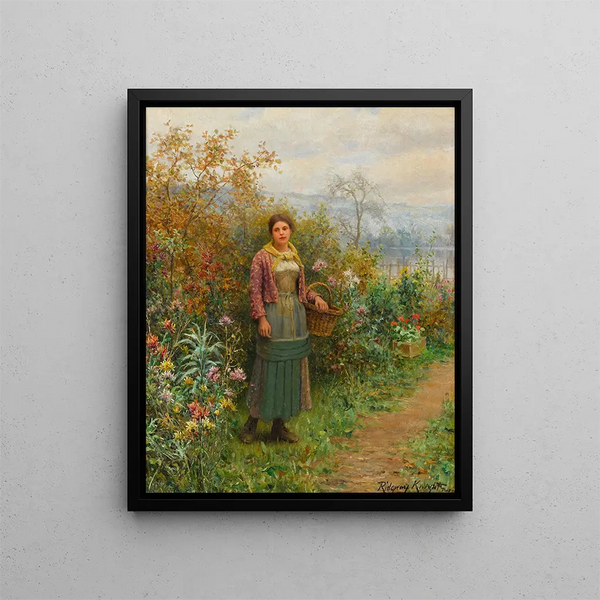 En paus för en stund - Daniel Ridgway Knight — inramlat konstverk på väggen
