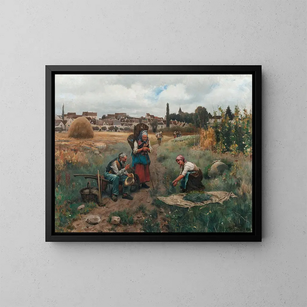 Ett ögonblick av vila - Daniel Ridgway Knight — inramlat konstverk på väggen