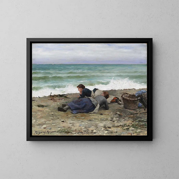högvatten i Étretat - Daniel Ridgway Knight — inramlat konstverk på väggen