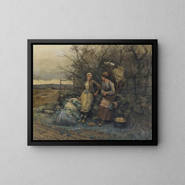 unga flickor i väntan - Daniel Ridgway Knight — inramlat konstverk på väggen