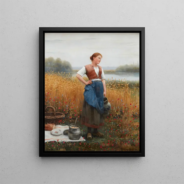 Lunchpaus - Daniel Ridgway Knight — inramlat konstverk på väggen