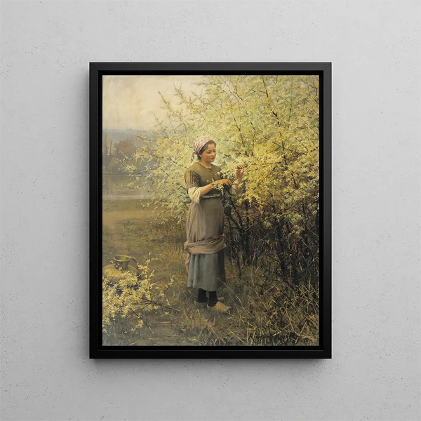 Vår - Daniel Ridgway Knight — inramlat konstverk på väggen