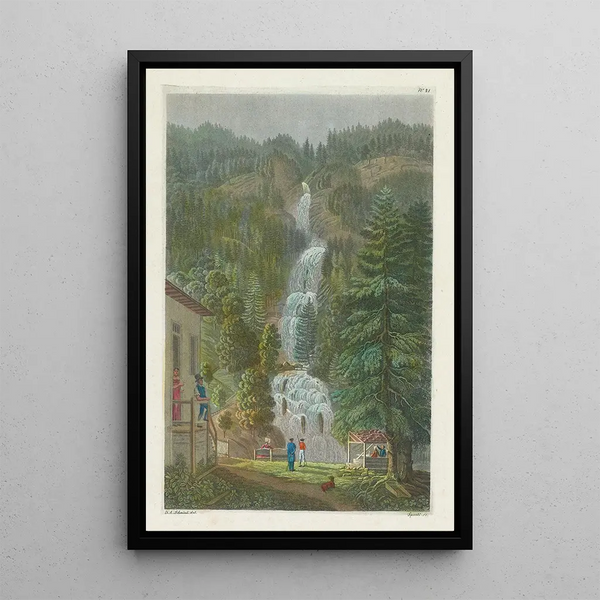 La Cascade du Giessbach - David Alois Schmid — inramlat konstverk på väggen
