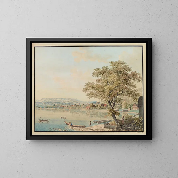 Vue du quartier de Zug - David Alois Schmid — inramlat konstverk på väggen
