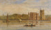 En båt framför Lambeth-palatset, London - David Cox — vy av konstverket