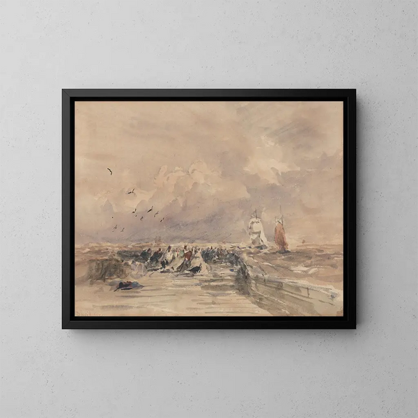 Le port de Dieppe, vent frais - David Cox — inramlat konstverk på väggen