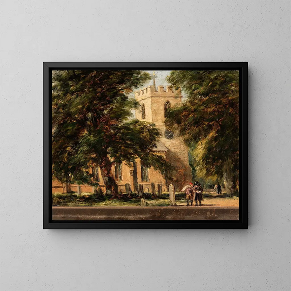 Harborne kyrka nära Birmingham - David Cox — inramlat konstverk på väggen