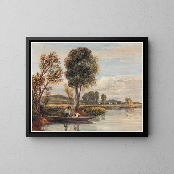 På Themsen - David Cox — inramlat konstverk på väggen