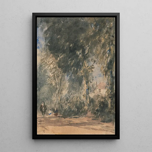 Les portes de l'abbaye regardant vers la maison de Greenfield - David Cox — inramlat konstverk på väggen