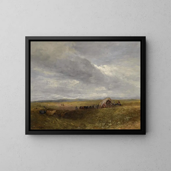 Resenärer i ett landskap - David Cox — inramlat konstverk på väggen