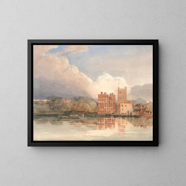 Vue du palais de Lambeth sur la Tamise - David Cox — inramlat konstverk på väggen