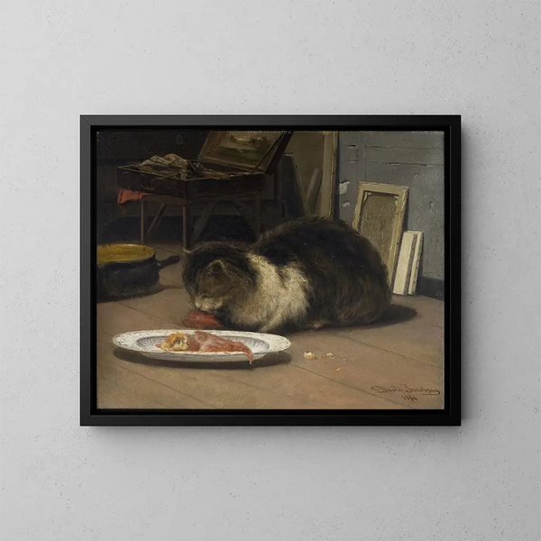 Le chat dans l'atelier - David Jacobsen — inramlat konstverk på väggen