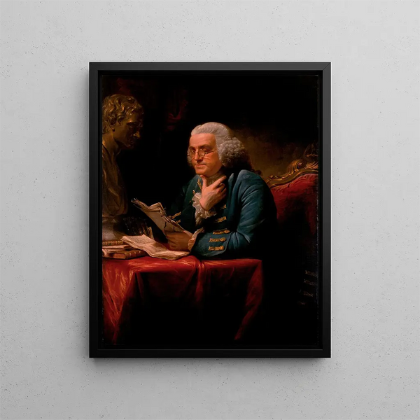 Benjamin Franklin - David Martin — inramlat konstverk på väggen