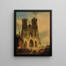 La façade de la cathédrale de Reims avec un cortège médiéval et une procession au premier plan - David Roberts — inramlat konstverk på väggen