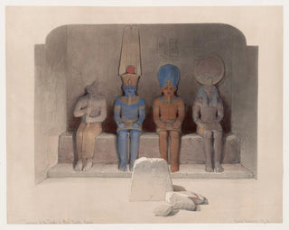 helgedomen i Abou Simbel-templet i Nubien - David Roberts — vy av konstverket