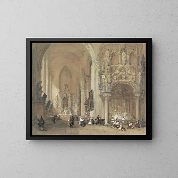 L'église de Dixmude, Flandre-Occidentale - David Roberts — inramlat konstverk på väggen