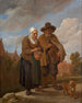 en äldre dam som håller en brasero och en spelare av vielle à roue - David Teniers — vy av konstverket