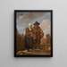 en äldre dam som håller en brasero och en spelare av vielle à roue - David Teniers — inramlat konstverk på väggen