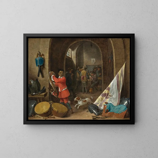 ett inomhusrum - David Teniers den yngre — inramlat konstverk på väggen