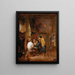 En inomhusmiljö i en taverna med råbarkade personer som spelar kort - David Teniers den yngre — inramlat konstverk på väggen