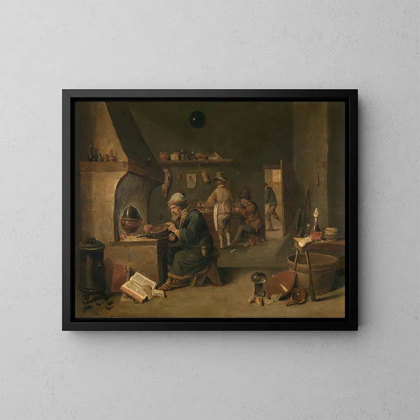 Alchimiste - David Teniers le Jeune — inramlat konstverk på väggen