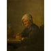 Reproduktion av målningen En gammal kvinna som skär tobak - David Teniers den yngre