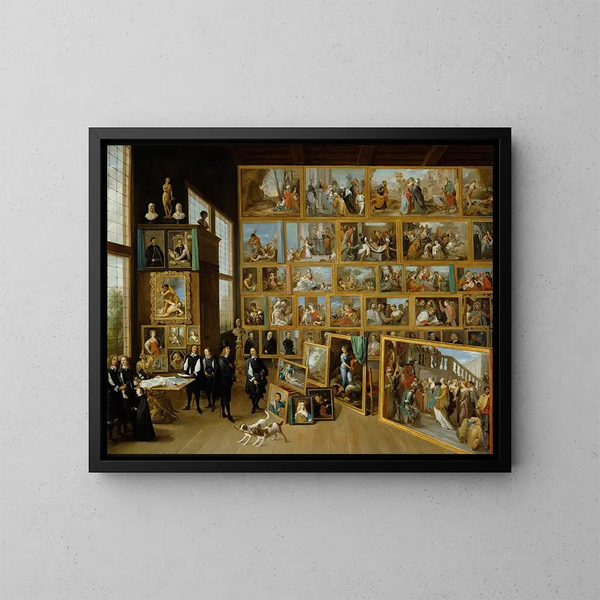 L'archiduc Léopold-Guillaume i sin galleri i Bryssel - David Teniers den yngre — inramlat konstverk på väggen