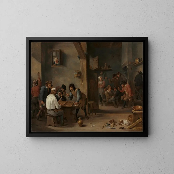 Backgammonspel - David Teniers den yngre — inramlat konstverk på väggen