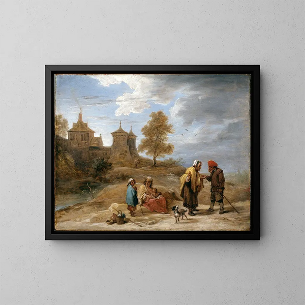 Gitanes dans un paysage - David Teniers le Jeune — inramlat konstverk på väggen