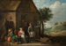 bonde vid dörren till en stuga med en kvinna som sitter och ett barn - David Teniers den yngre — vy av konstverket