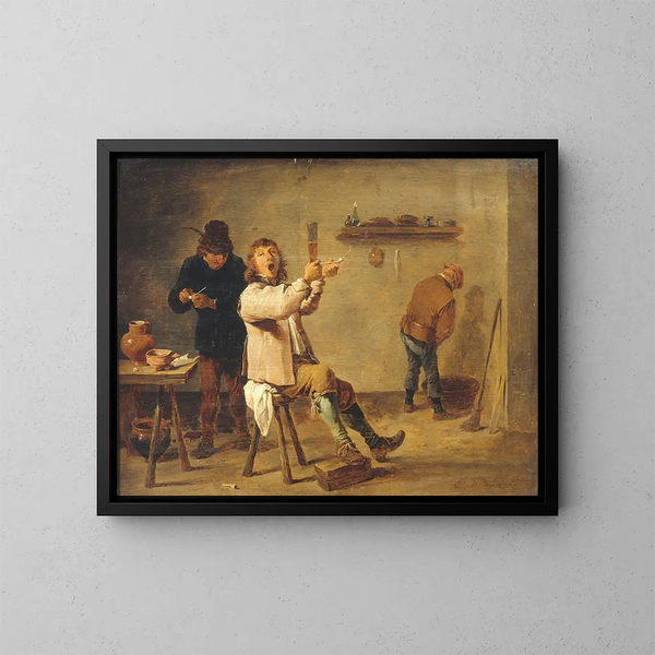 La Chanson de la boisson - David Teniers den Yngre — inramlat konstverk på väggen