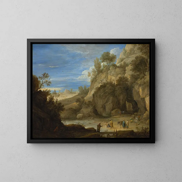 Landskap med ett tältslag av zigenare - David Teniers den yngre — inramlat konstverk på väggen