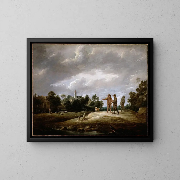bönder i samtal - David Teniers den yngre — inramlat konstverk på väggen