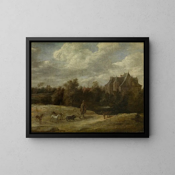 Retour de chasse - David Teniers le Jeune — inramlat konstverk på väggen
