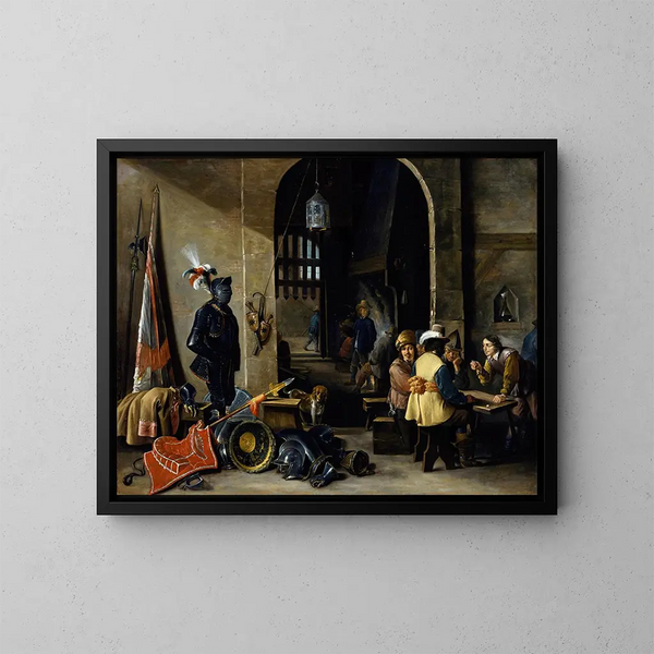 soldater som spelar tärning - David Teniers den yngre — inramlat konstverk på väggen