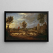 Landskapsbild vid solnedgång med en herde och hans flock - David Teniers den yngre — inramlat konstverk på väggen